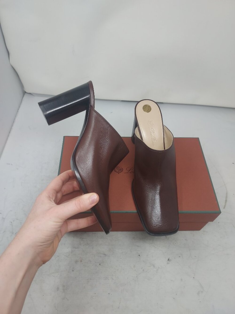 Loro Piana WOMENS Brown Alba Heeled Mule